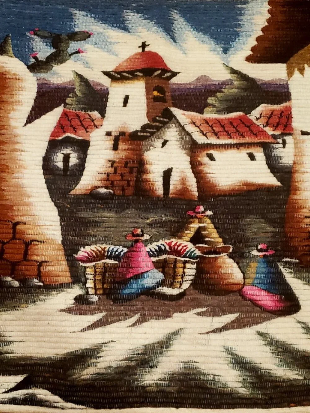 Handwoven Andean Wool Tapestry – Traditional Peruvian Village Wall Hanging